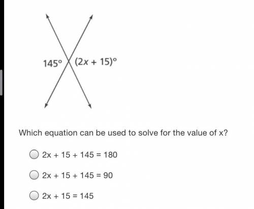 Which equation can be used to solve for the value of x?
