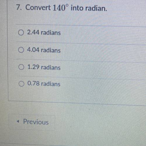 Convert 140° into radian