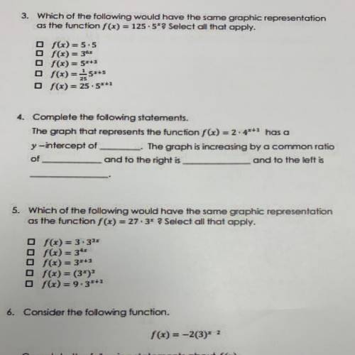 Need help with 3,4, and 5. I will give branliest for good answer.