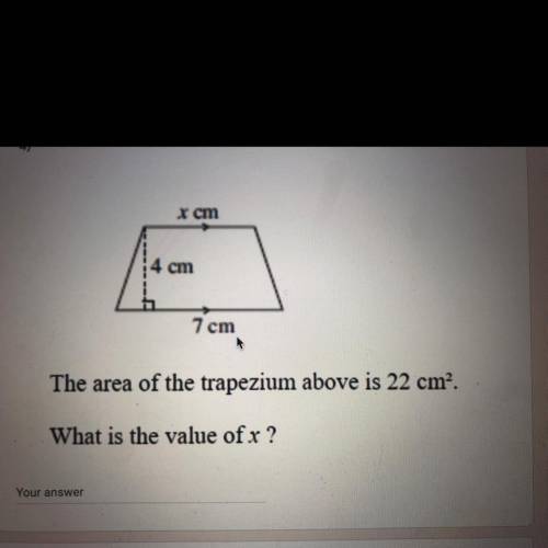 The area of the trapezium above is 22 cm².
What is the value of x ?
