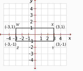 Rectangle W X Y Z is shown on the graph. A graph.Short description, A graph.,Long description, On a