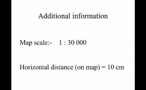 What is the slope between a nd b.

Given that Horizontal distance on a map=10cm map scale: 1:30 00