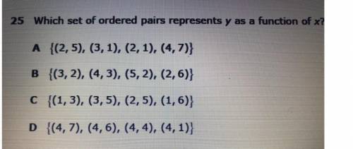 Which set of ordered pairs represents y as a function of x