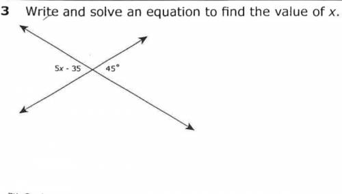 Write and solve an equation to find the value of x
