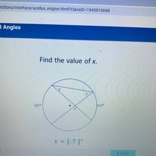 Find the value of x.
96 66
Help 40 pts