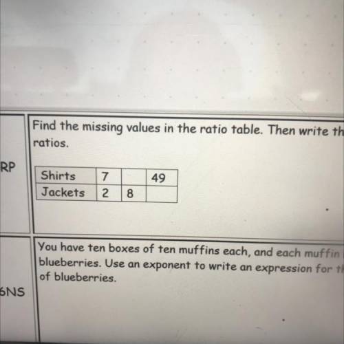 Find the missing value in the ratio table. Then write the equivalent ratio