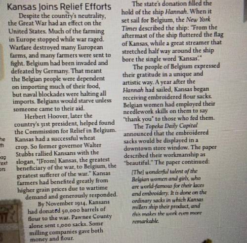 While America remained

neutral (not favoring either
side of a conflict) how did
Kansas help contr