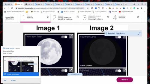 If Earth is in between the sun and the Moon in both Image 1 and Image 2, why do you think a lunar e