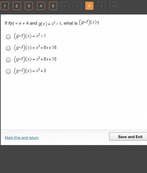 If f(x)=x+4 and g(x)=x^2-1, what is (g*f)(x)?