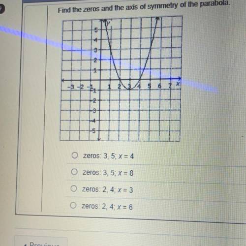 Find the zeros and the axis of symmetry of the parabola