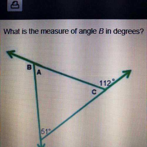 What is the measure of angle B in degrees?