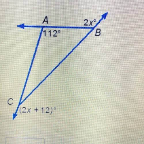 In TRIANGLE ABC, what is the value of x?