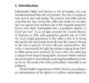 Essay on air pollution in Kathmandu Valley