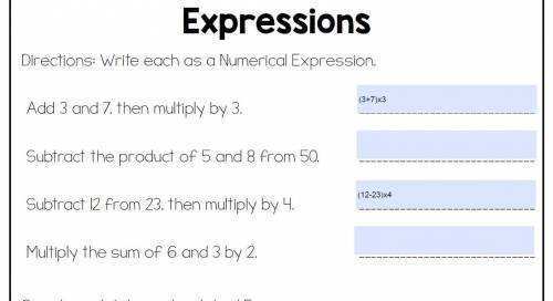 Subtract the product of 5 and 8 from 50. 
HOW DO I WRITE THIS IN A NUMERICAL EXPRESSION?