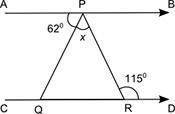 Pwease help me

In the figure shown, line AB is parallel to line CD.
Part A: What is the measure o