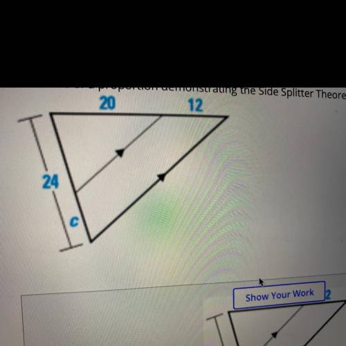 Show me how to use a proportion demonstrating the side splitter theorem