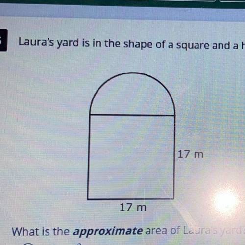 Laura's yard is in the shape of a square and a half-circle.