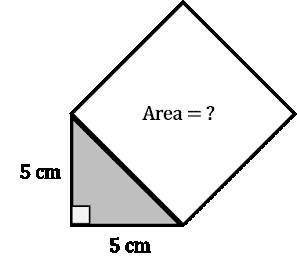 The figure below shows a right triangle with a square made from its hypotenuse. What is the area of