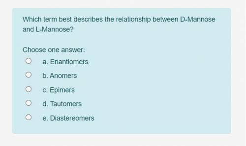 Which term best describes the relationship between D-Mannose and L-Mannose?