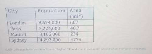 What is the population density of London, England? Round your answer to the nearest whole number (n