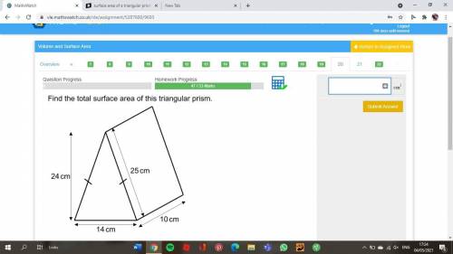 Answer for 20 points --- 
surface area of a triangular prism