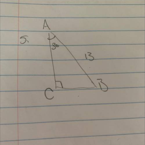 Right triangle ABC, has a 90 degree angle at C. The length of side AB is 13 inches.

The angle at