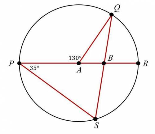 PLEASE HELP

The figure of circle A shown below has diameter line PR which intersects line QS at p