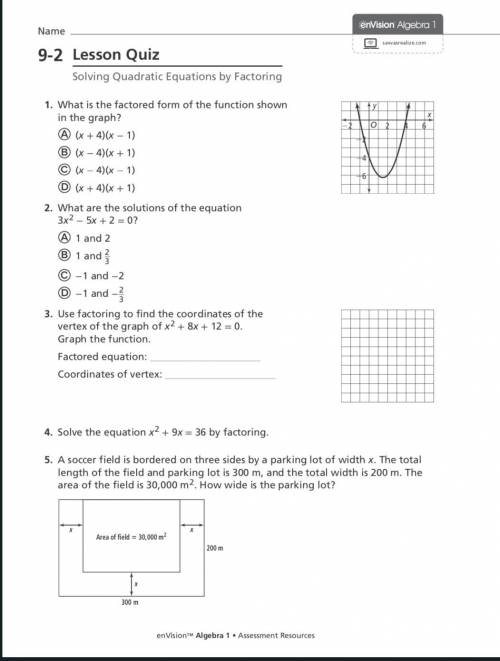 Algebra 1 2 Questions 
9-2