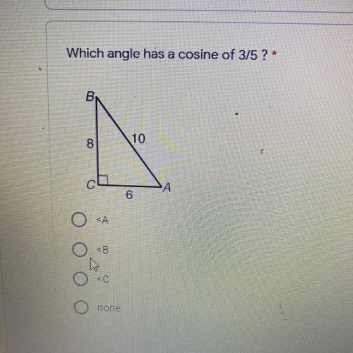Which angle has a cosine of 3/5