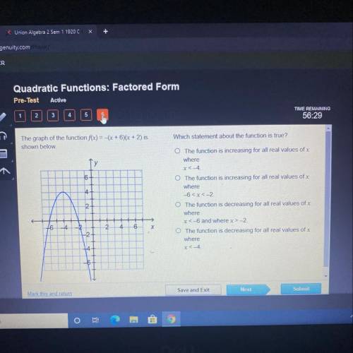 Which statement about the function is true?

The graph of the function f(x) = -(x + 6)(x + 2) is
s