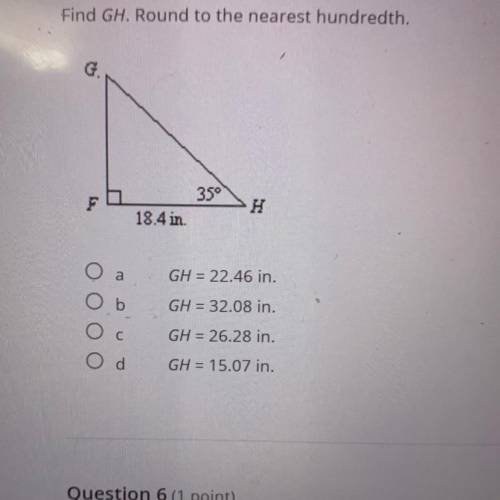 Find GH. Round to the nearest hundredth