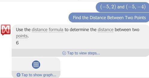 Distance between (-5,2) and (-5,-4)