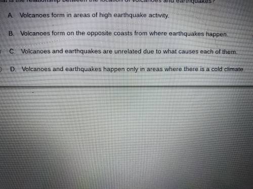 What is the relationship between the location of volcanoes and earthquakes

Answers in picture