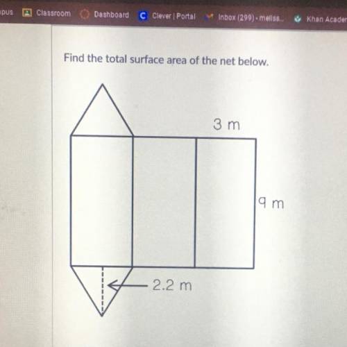 Find the total surface area of the net below.
3 m
lam
2.2 m