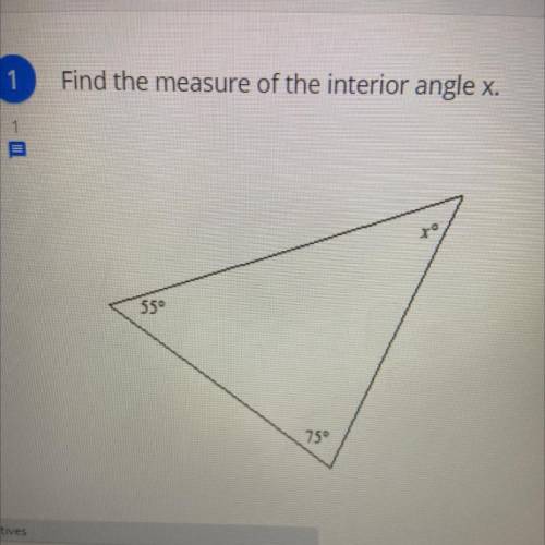 Find the the measure of the interior angle x.