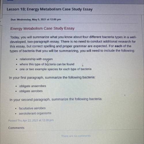 Updates

Submit Assignment
Energy Metabolism Case Study Essay
Grades
Attendance
Today, you will su