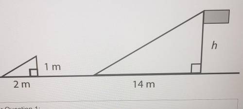 Question 1:

Given the measurements shown here, find the height of the flagpole. On a sunny day,th