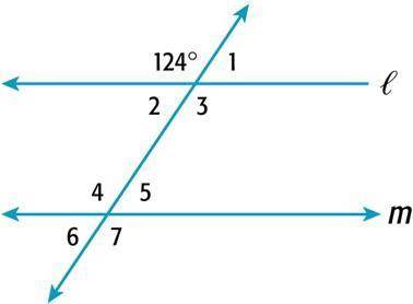 In the figure, line l || line m. Find the measure of the angle 4