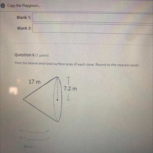 Find he lateral and total surface area of each cone. Round to the nearest tenth