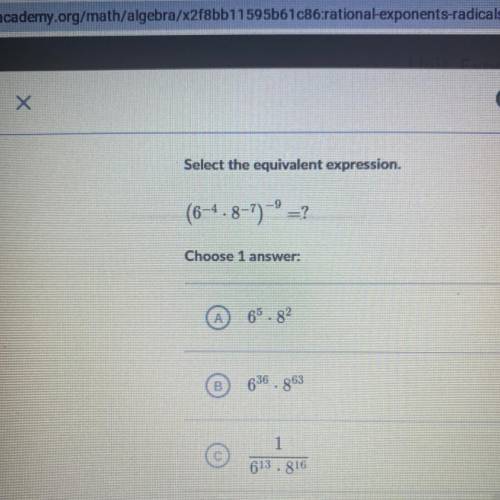 Select the equivalent expression.
(6–4.8-7)-° =?
Choose 1 answers