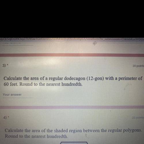 Calculate the area of a regular dodecagon (12-gon) with a perimeter of

60 feet. Round to the near