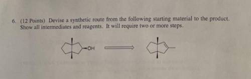 Devise a synthetic route from the following starting material to the product. Show all intermediate