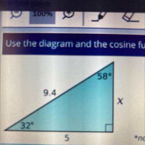 Use the diagram and the cosine function to find the value of x.

*not drawn to scale
Which equatio