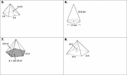 Surface Area Quiz: Find the total surface area of all four.