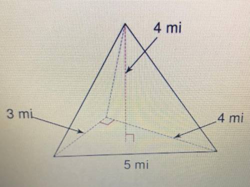 Find the VOLUME of the pyramid shown.
Please help me out ! It would be greatly appreciated