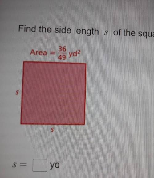 Help please. I will give brainliest for the correct answer. It's asking to find the side length s o