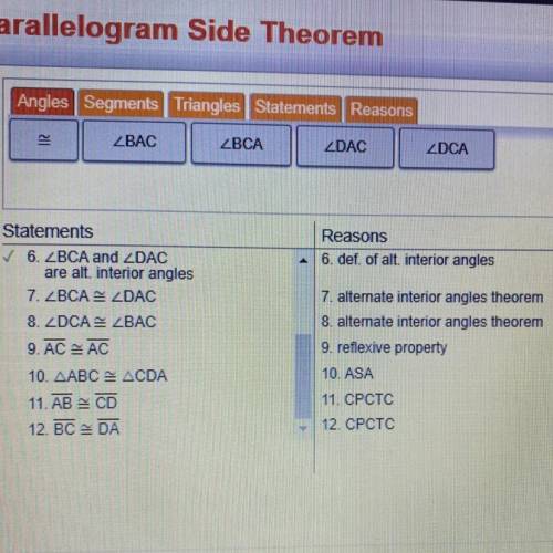Given: ABCD is a parallelogram.
Prove: AB=CD and BC=DA
answer the the second part^^