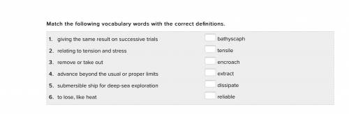 Match the following vocabulary words with the correct definitions.

1. giving the same result on s