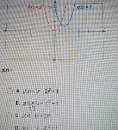Please help

The graphs below have the same shape. What is the equation of the blue graph? A. g(x)