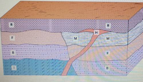 1. Study the cross section of rocks shown here. Predict the order, from oldest to youngest, in whic